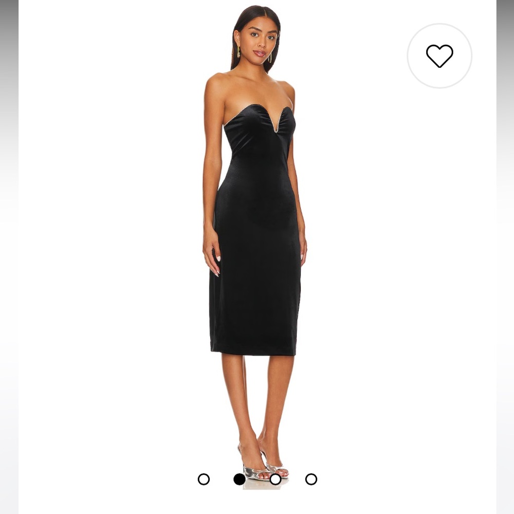 ⭐️Host Pick⭐️ Steve Madden Rhinestone Trim Black Velvet ‘Charlene’ Midi Dress - Picture 2 of 12